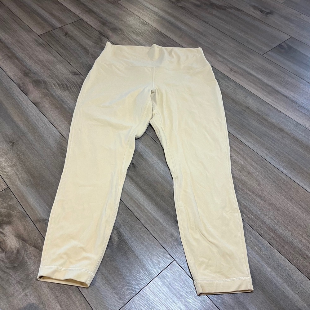 Lululemon Align‎ High-Rise Pant 25" Yellow Cream Beige Leggings Size 12 Bin H-3